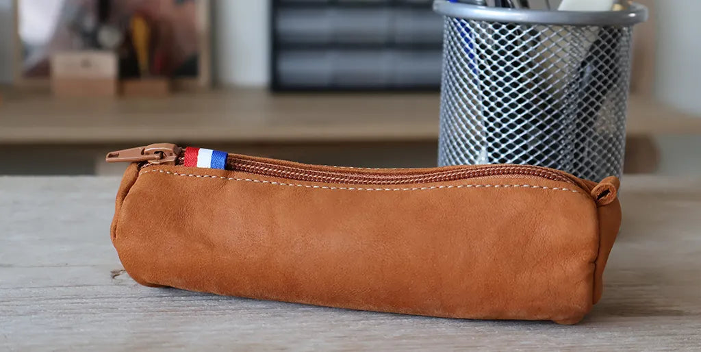 trousse en cuir ronde deco cuir